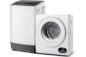 ROVSUN 17.6LBS Full Automatic Washing Machine and 1.5CuFt Portable Clothes Dryer Set, Compact Laundry Washer and Dryer Combo Set with Stainless Steel Inner Tub, for Apartment, Dorms, Home