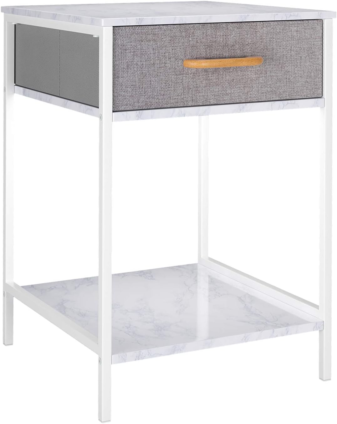 HOMFA Nightstand, 2-Tier End Table Side Table with Drawer, Shelf Dresser Storage Organizer and Open Shelf, Accent Table Modern Furniture in Bedroom Home -