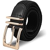 SNCEAW Casual Braided Woven Stretch Belt Women Men Elastic Belts for Women Golf Belts for Pants Jeans (A-Black, M: Fit Waist 33-36Inches)