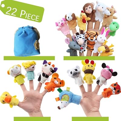 22 Pcs Farm Animals Finger Puppets Toys for Toddlers and Adults, Soft Plush Animal Hand Finger Puppets Set, Great Baby Story Time Small Stuffed