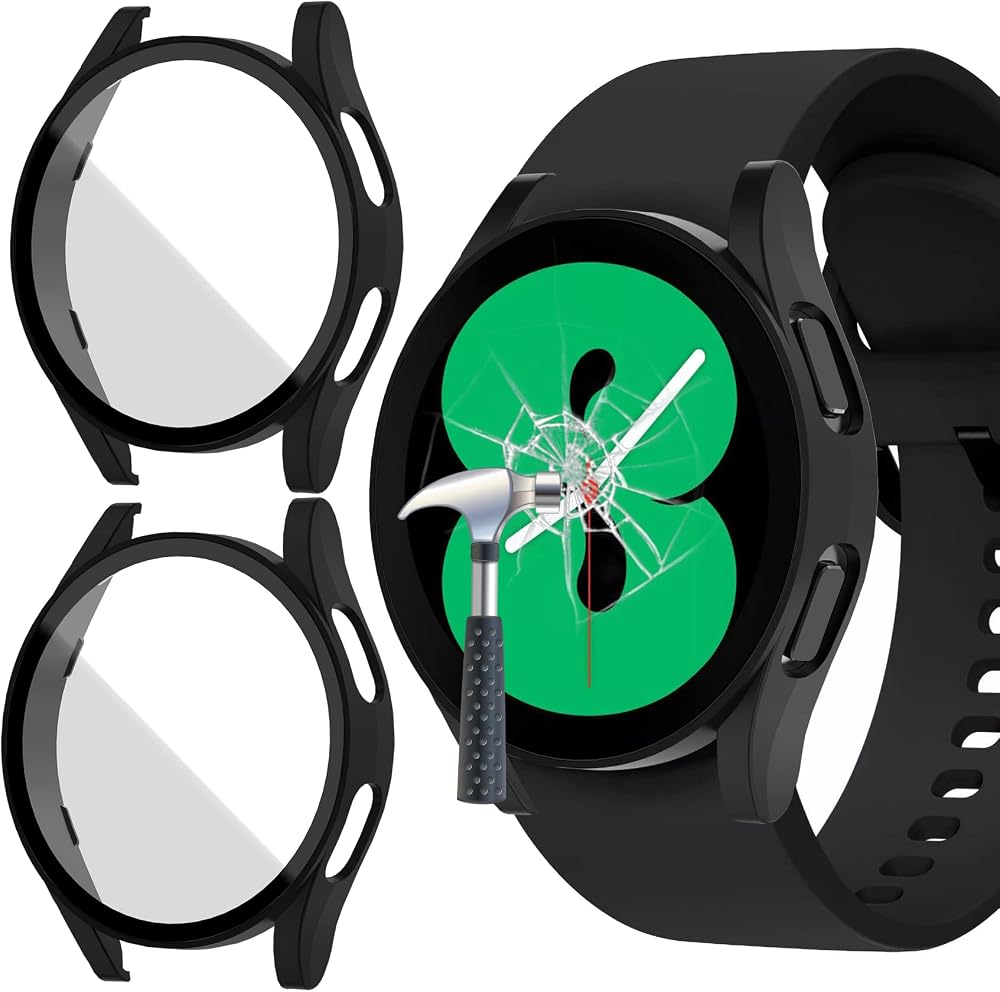 Jvchengxi 2 Pack Case for Samsung Galaxy Watch 4 44mm Screen Protector PC Bumper