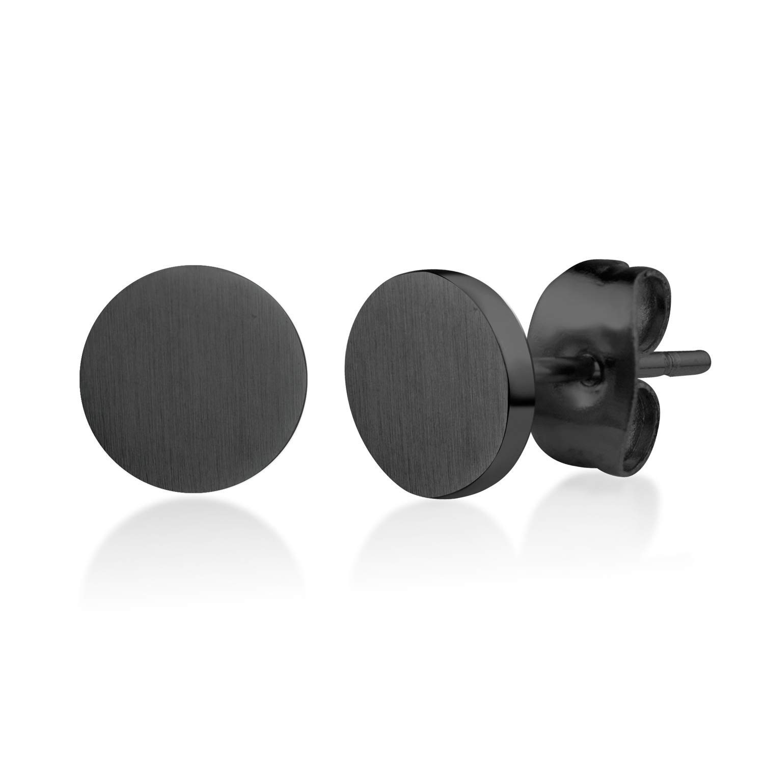 555Jewelry Womens Stainless Steel Hypoallergenic Minimal Matte Circle Disc Tiny Dot Flat Round Minimalist Stud Everyday Wear Screw Back Piercing Fashion Accessory Jewelry Earrings, Black — image 1