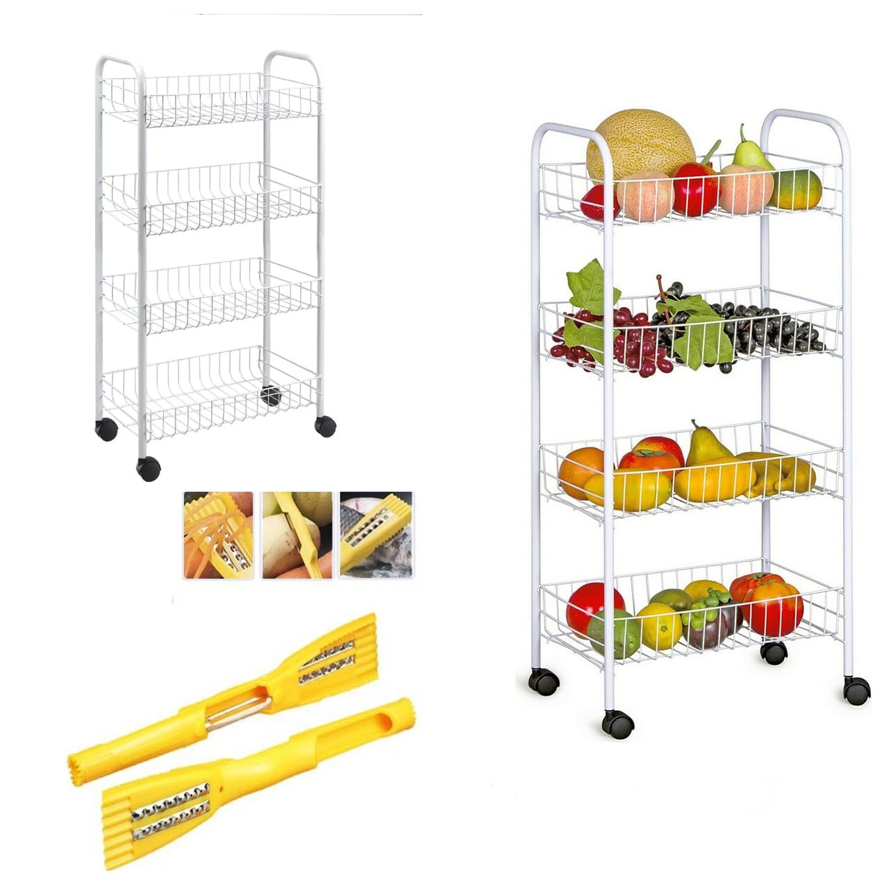HK Online 4 Tier VEGETABLE RACK & PEELER -Store Fruits & Vegetables, Storage Rack (4 Tier VEG Rack & Peeler)