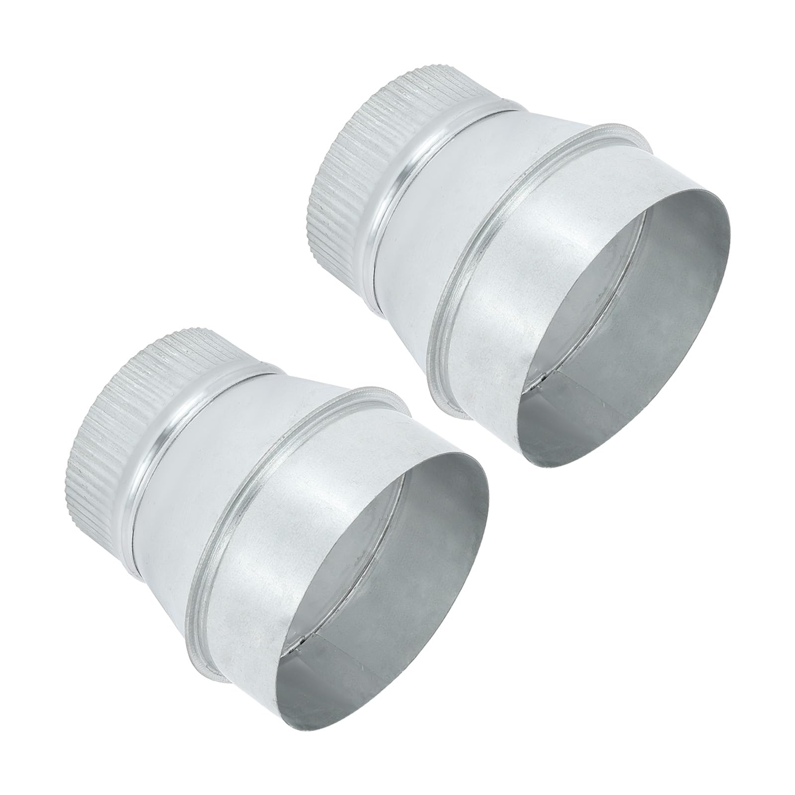 PATIKIL 5 Inch to 4 Inch Duct Reducer, 2 Pcs Galvanized Steel Round Air Duct Reducer Crimped Pipe Increaser Adapter Connector Fitting Coupling for HVAC, Ventilation Systems