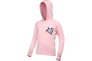 DRONIRING Boys UPF 50+ Swim Hooded Shirt with Pocket/Non-Pocket, Youth Kids SPF UV Sun Protection Rash Guard Long Sleeve Fishing Shirts