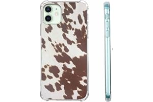 Hsondcn Case for iPhone 12/12 Pro with Cowhide Pattern,Farm Animal Retro Western Cattle Desgin,Trendy Soft TPU Bumper Phone Cover(12,Leather)