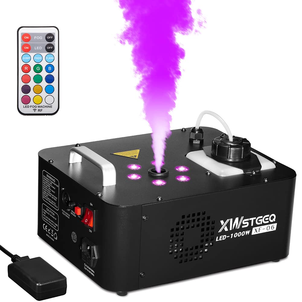 Photo 1 of Vertical Fog Machine 1000W with 6 LED Lights and Wireless Remote Control for Stage Halloween Wedding DJ Parties
