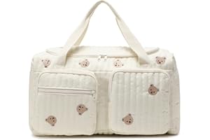 Diaper Bag, Baby Bag, Quilted Diaper, Teddy Bear Pattern Cute Duffle Portable & Lightweight for Hospital and Weekender Travel