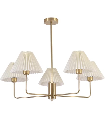 Amazon.com: KCO Lighting 5-Lights White Pleated Fabric Pendant