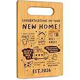 2026 Housewarming Gifts for New Home Kitchen Decor, Congratulations New Home Essentials for Newhouse Homeowners Couples Friends, Cute Bamboo Cutting Board Gifts for Women Men Neighbors, Christmas Gift