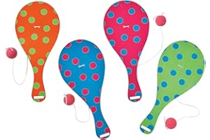 Fun Express 9" Spring Paddleball Games with Bright Colors & Patterns - Easter Paddleball Set - Bulk Spring and Halloween Toys, Gifts and Handouts for Trick or Treat - 12 Pieces