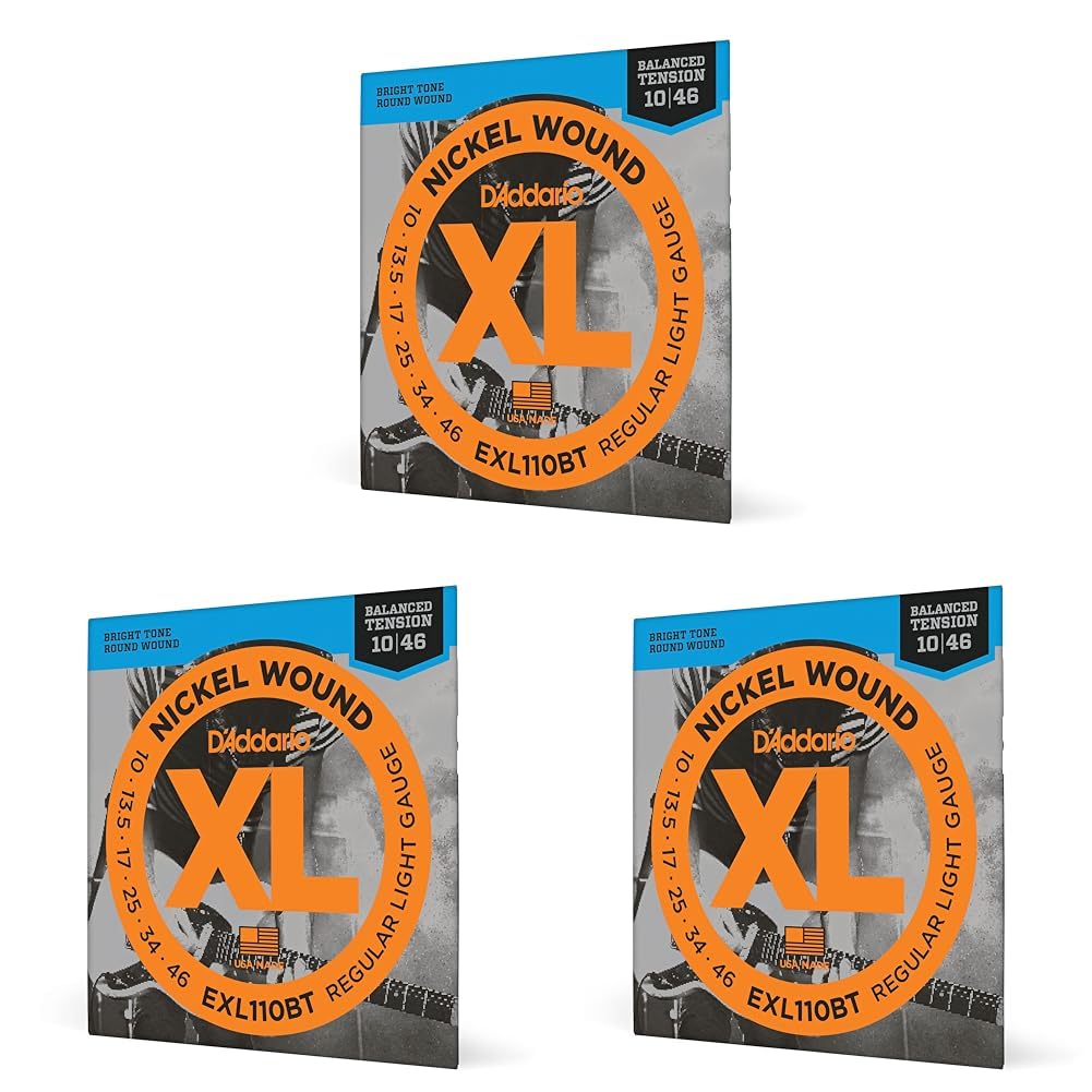 D'Addario Guitar Strings - XL Nickel Electric Guitar Strings - EXL110BT - Perfect Intonation, Consistent Feel, Reliable Durability - For 6 String Guitars - 10-46 Regular Light Balanced Tension
