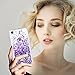 Maxdara iPhone 8 Case, iPhone 7 Glitter Liquid Women Case Tempered Glass Screen Protector Floating Bling Sparkle Luxury Pretty Protective Girls Case iPhone 6 6s 7 8 4.7 inches (Purple)