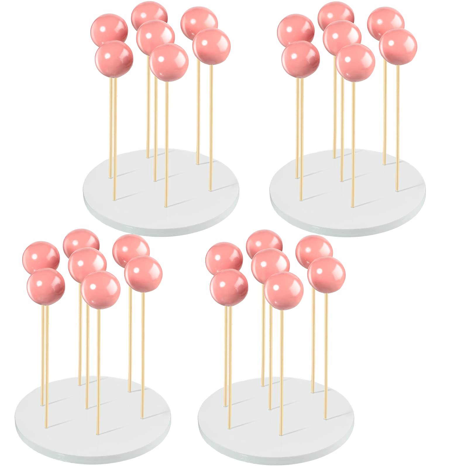 Photo 1 of Yalikop Wooden Cake Pop Stand 4 Pieces 7 Hole Lollipop Holder Rustic Sucker Display Stand Lollipop Stand Candy Sucker Holders for Wedding, Shower, Birthday Party Supplies(Round)