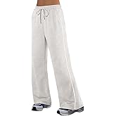 Herseas Women's 2 Side Stripes Sweatpants Wide Leg Pants Casual Drawstring Lounge Pants