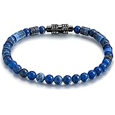TRUMIUM Beaded Bracelets for Men Women Hematite 6mm Lapis Lazuli Mens Bracelet Gemstone Jewelry for Him 7.5/8.3/9 Inch Length