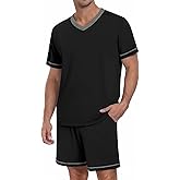 Ekouaer Men's Pajama Sets Shorts Short Sleeve Pj Sets Loungewear Lightweight Lounge Sets with Pockets