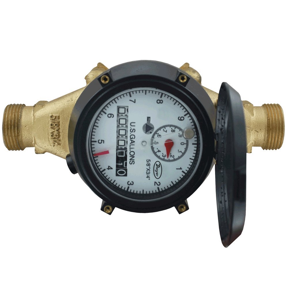 100 GPM Brass Body 11/2 NPT Dwyer MultiJet Water Meter w/ Pulsed