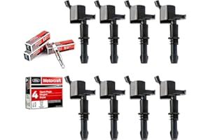 MAS Set of 8 Ignition Coils Pack Straight Boot & Motorcraft Spark plug SP546 SP515 Compatible with Ford F150 F250 F350 Super Duty Expedition Lincoln Navigator V8 5.4l Replacement for DG511 FD508