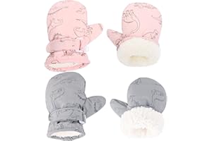Weradau Fleece Lined Mittens for Baby Boys Girls,Baby Toddler Little Kids Winter Gloves Mittens - 2 Pair Pack