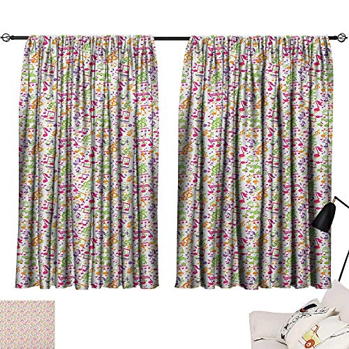 Music Home Darkening Curtains Inspirational Sound Vibes Theme