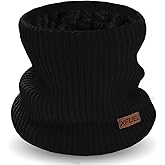XFUEL Kids Neck Warmer, Knitted Winter Neck Gaiter, Fleece Lined Infinity Scarf for Boys Girls, Ski Mask for Cold Weather
