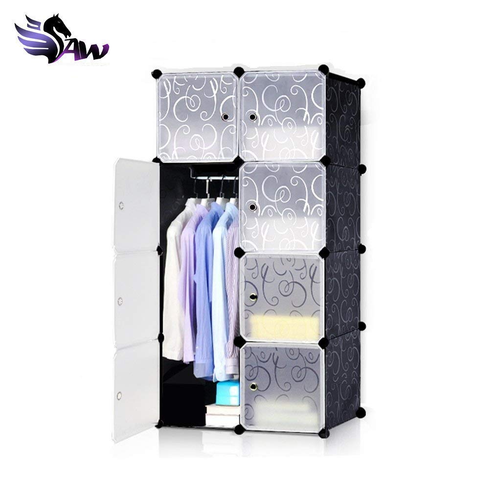 Saw Foldable Plastic 8 Cube Wardrobe Closet Organizer For Clothes 8 Cube Black Amazon In Home Kitchen