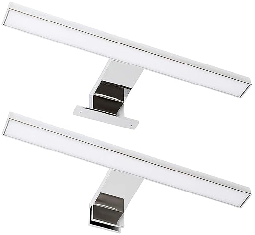 2er Pack - LED 2in1 Spiegelleuchte 5W IP44 230V - Aufsatz + Aufbau - eingebauter LED Trafo - warmweiß (3000 K)