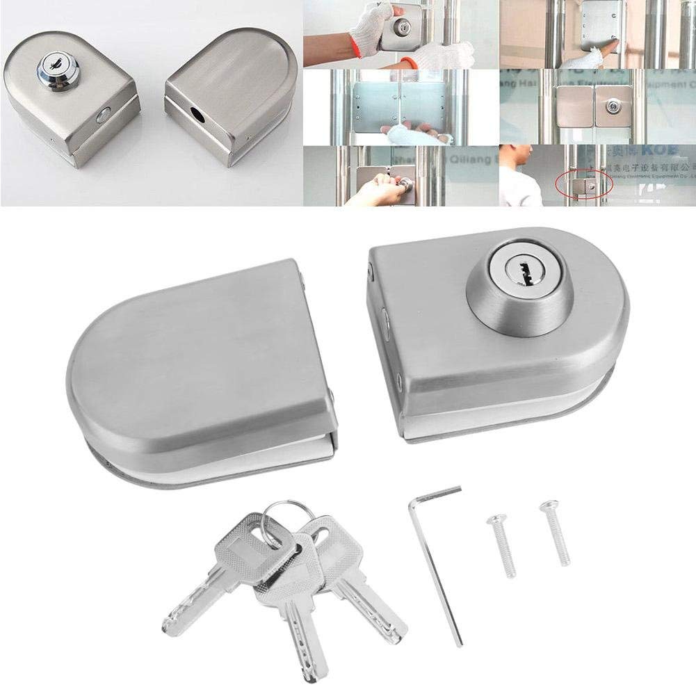 Glass Door Lock, 10 to 12 mm Stainless Steel Glass Door Lock Display Cabinet Safety Lock Furniture Lock Drawer Lock Cabinet Lock with Keys Opening for Home Hotel Bathroom