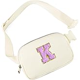 Gitus Gifts for 8 9 10 11 12 Year Old Girls Belt Bag Fanny Pack Crossbody Bags with Initial Letter Patch Cute Stuff Birthday Gifts for Teen Girls Women Personalized Trend Stuff (Ivory-K)