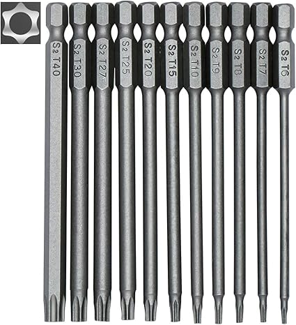 Lot De 11 Tournevis Torx Longs 1 4 Magnetiques Tete D Etoile T6 T40 100 Mm De Long Tige Hexagonale Embouts Torx Electriques Amazon Fr Bricolage