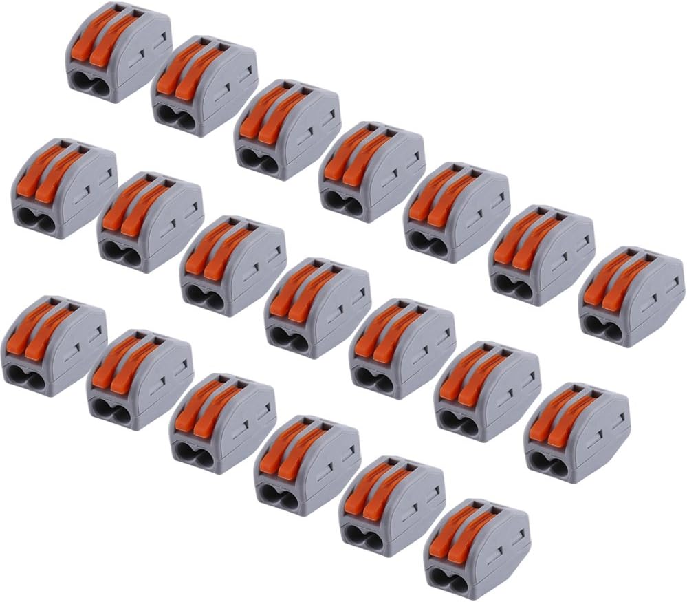 20Pcs 2/3/5 Way Spring Terminal Block Reusable Electric Cable Wire Connector (2 ways): Home Improvement