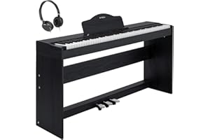 STRICH Digital Piano 88 Keys, Hammer-Action Weighted Keyboard, Full size Electric Piano Keyboard with Furniture Stand, 25Wx2 Speakers, Supports USB-MIDI/Wireless Connect, SDP-300W (Color Black)