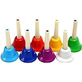 8 Note Hand bells, Colorful Handbells Musical Instrument for Kids Adults School Church Wedding