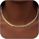 WomenGifts Cuban Link Chain Necklace for Women Men, Waterproof Stainless Steel 14K Gold Silver Plated Non Tarnish Choker, 3.5mm-11mm Widths form Dainty to Chunky, 14 16 18 Inch Lengths, Ideal Gift for Layering Stacking