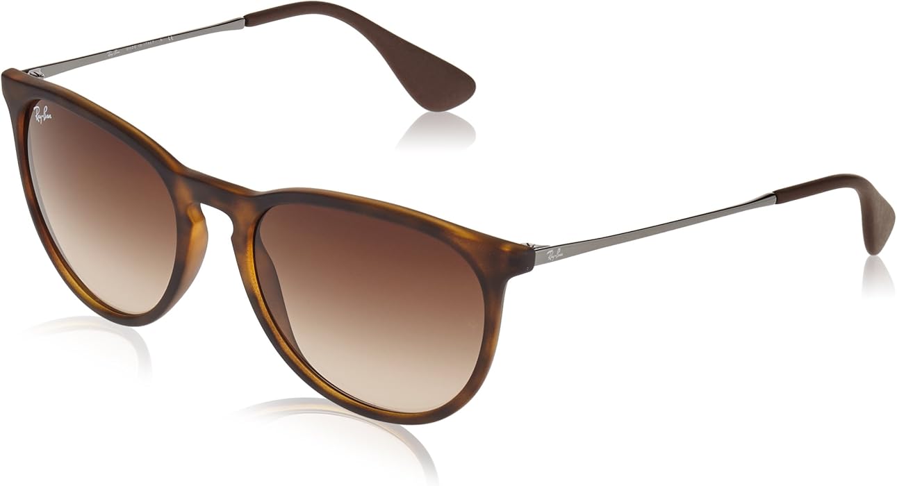 RayBan, RB4171, Erika Women’s Oversized Round Sunglasses 54 mm, Havana Rubber Velvet Frame, 100