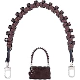 PH PandaHall Braided Purse Strap, 1PC Short Handbag Strap Replacement Brown PU Leather Woven Bag Handles with Silver Alloy Clasp for Purse handbag Women Bag Making, 43cm/17inch