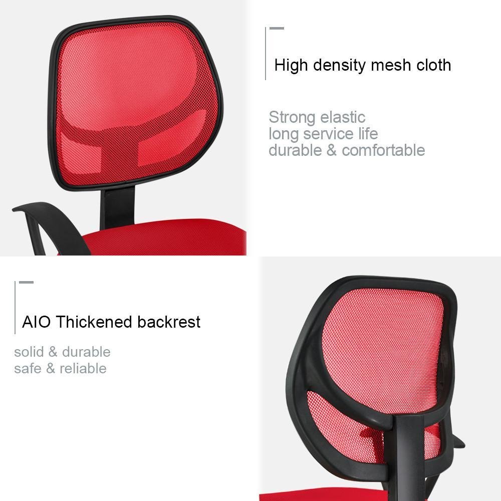 Topeakmart Adjustable Swivel Computer Desk Chair with Arms Seating Back Rest Fabric Mesh (Red)