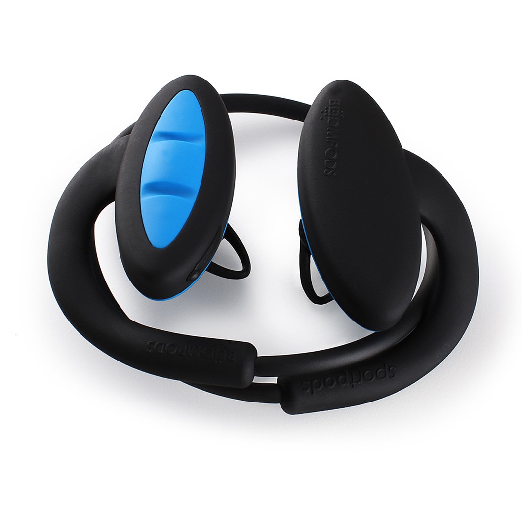 BoomPods Sportpods 2 in-Ear Bluetooth Sport Headphones (Black/Blue) Wireless Workout Earbuds - Powerful Bass - Sweatproof - Ergonomic Ear Tip