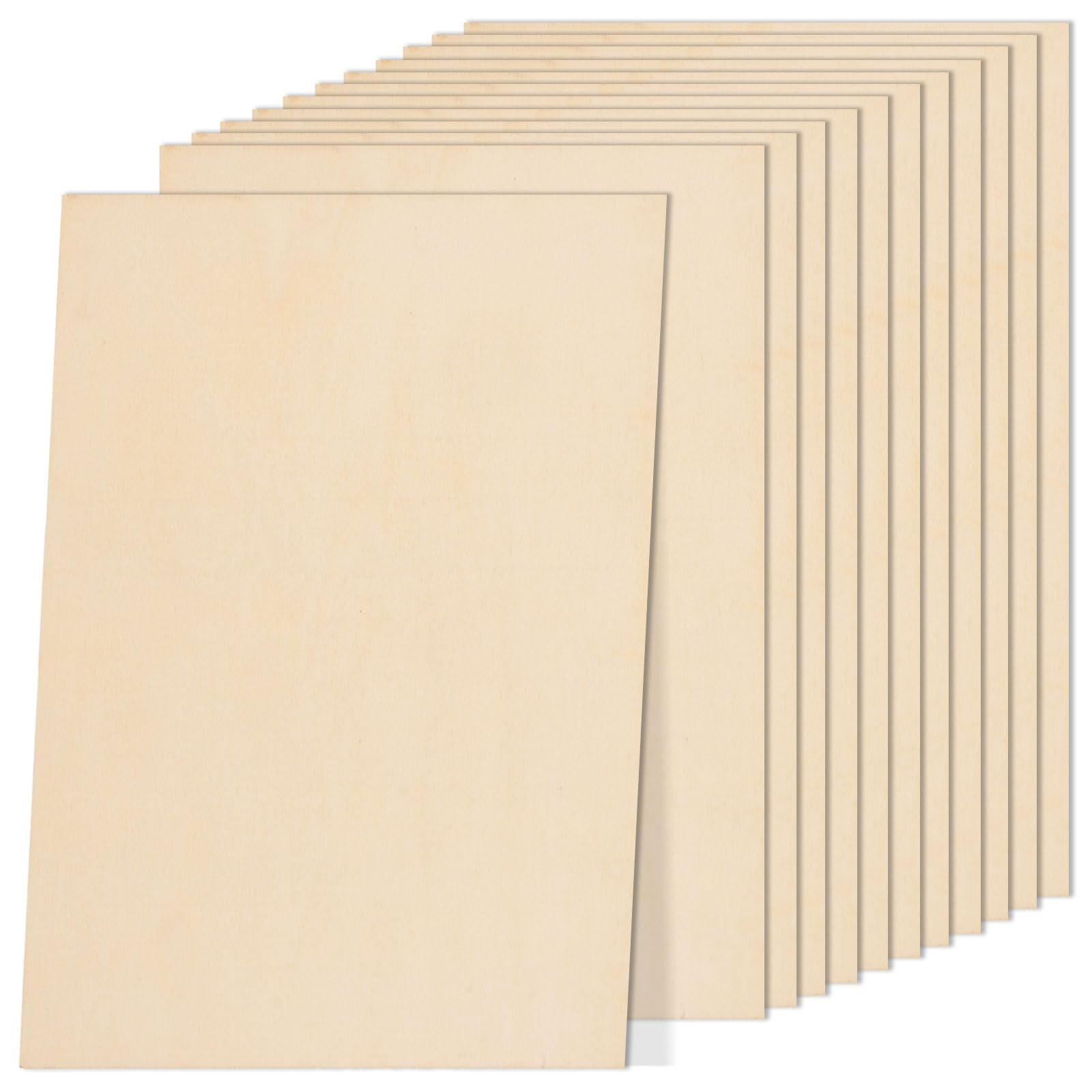 12 Pack Plywood Sheets for Crafts 300 x 400 x 3mm Unfinished Basswood Sheets Blank Plywood Boards Craft Rectangular Wood for Woodcraft, Painting, Engraving, Stenciling, Home Decor, Models Making