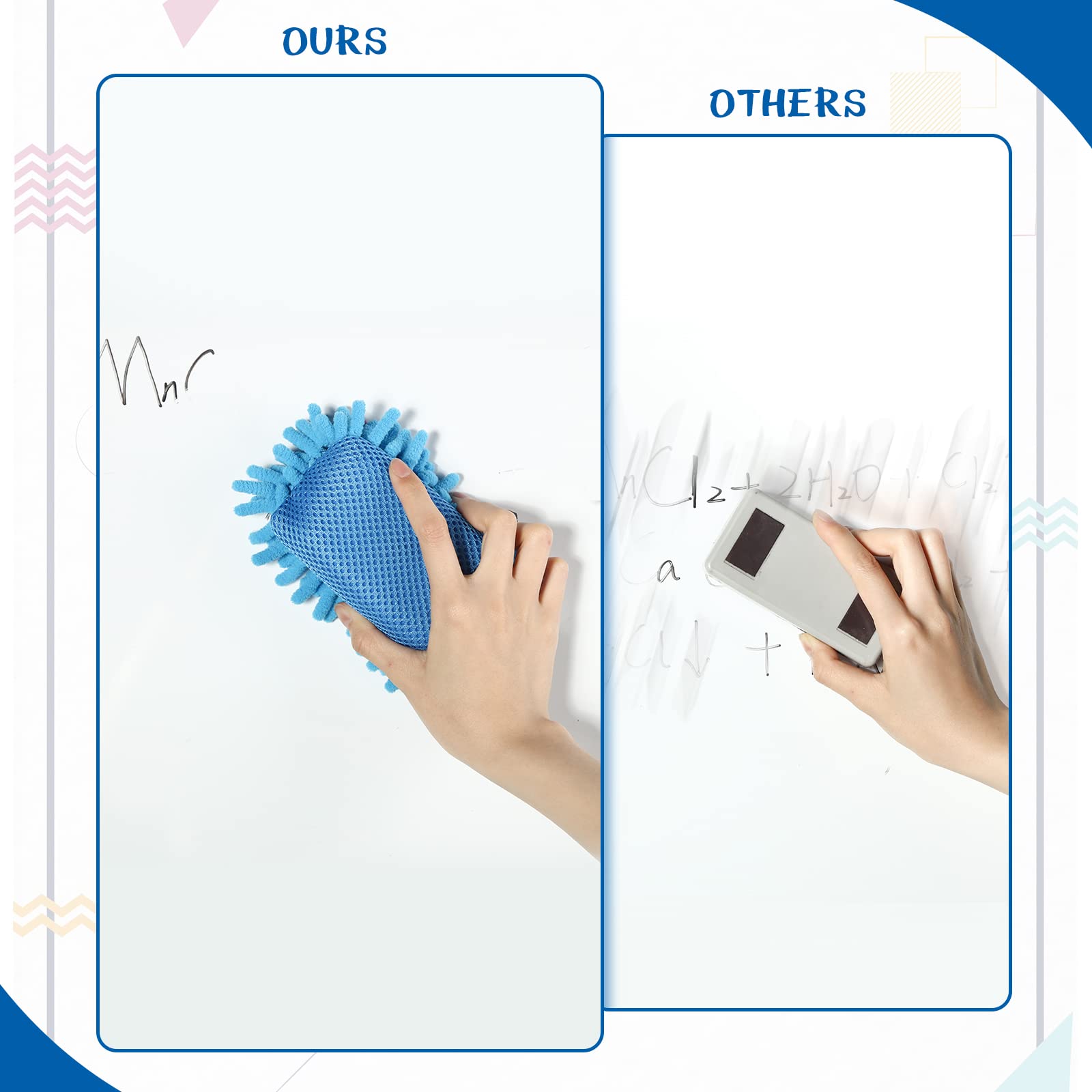 Epakh 4 Pieces Dry Erase Erasers Magnetic Whiteboard Eraser Washable Microfiber Shag for Classroom, Home and Office Use