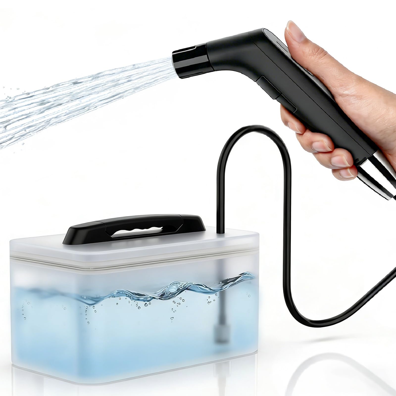 COSWE Portable Travel Bidet Electric Rechargeable Handheld Personal Sprayer for Hygiene Cleaning Toilet with 2.3 liters Water Container