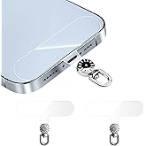 KEESOO 360 Degree Rotatable Clear Transparent TPU Mobile Phone Tether Tabs - Compatible with Lanyards and Mobile Phone Accessories, 2-Pack(TPU-Transparent)