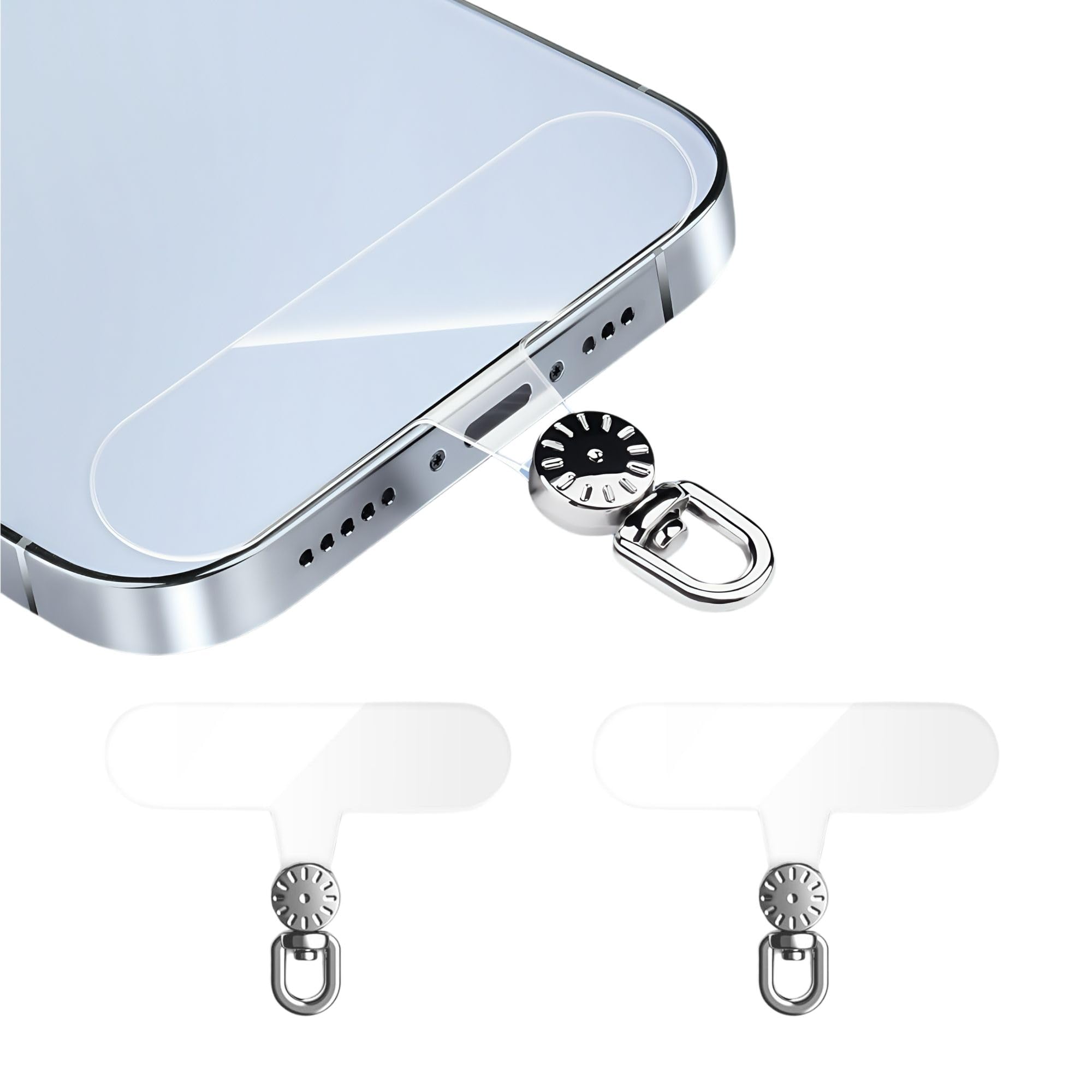 Photo 1 of KEESOO 360 Degree Rotatable Clear Transparent TPU Mobile Phone Tether Tabs - Compatible with Lanyards and Mobile Phone Accessories, 2-Pack(TPU-Transparent)