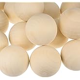 uxcell 15pcs Round Wood Balls 50mm Diameter Unfinished Solid Wooden Beads, Small Natural Craft Balls for DIY Craft Projects Art Ornaments