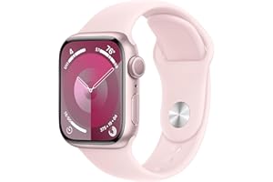 Apple Watch Series 9 [GPS 41mm] Smartwatch with Pink Aluminum Case with Pink Sport Band M/L. Fitness Tracker, Blood Oxygen & 