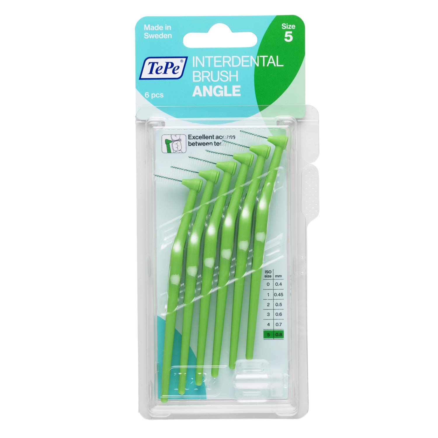 TePe Angle Green Interdental Brushes (0.8mm Size 5) / Easy and simple