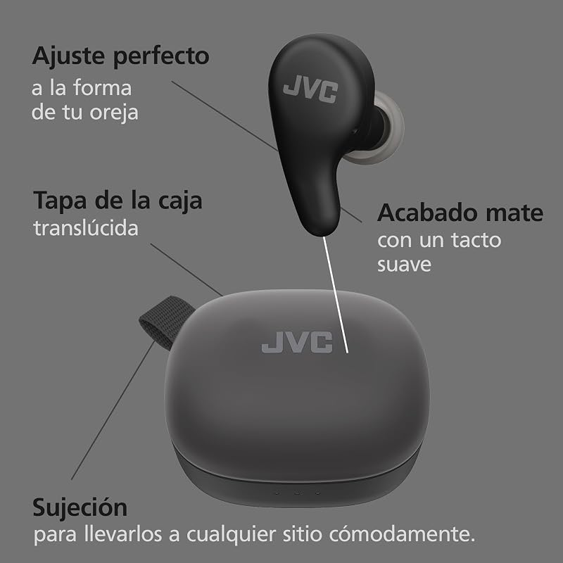 Gumy Premium Auriculares Bluetooth True Wireless con Cancelación de Ruido, Bluetooth 5.4, Modo Ambiente, Baja Latencia, 26h batería, Estuche Translúcido USB-C, Negro Oliva - HA-A23T-B
