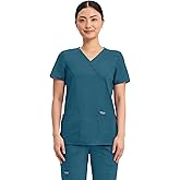 Cherokee Scrubs Top for Women Mock Wrap with 3 Pockets, Soft, 2-Way Stretch & Durable Fabric - WW610