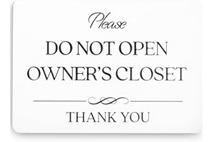 GLOBE ROCKET Do Not Open Owner's Closet Sign (White Acrylic 5 x 3.5 in) - Owners Closet Sign- Private Door Sign - Airbnb Essentials for Hosts - Vrbo Essentials for Hosts - Airbnb, Vrbo and Short Term Rental Signs
